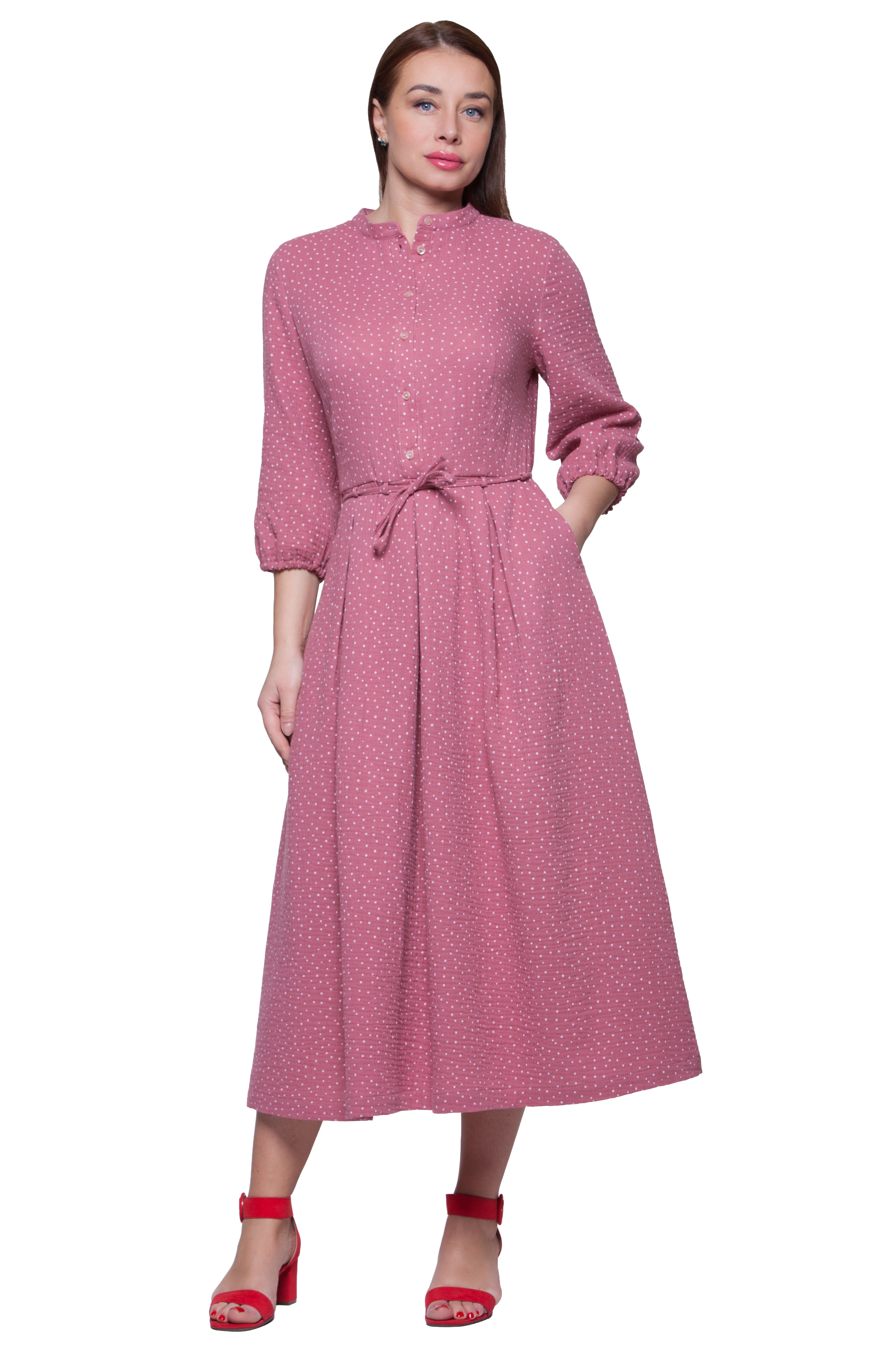 knee length dresses for ladies Amy Red Floral Print Angel Sleeve Midi Dress main image 0