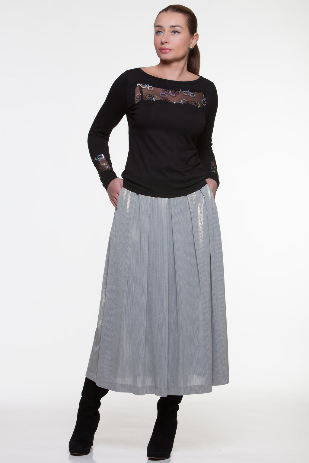 Long Flared Glittery Skirt Jennifer