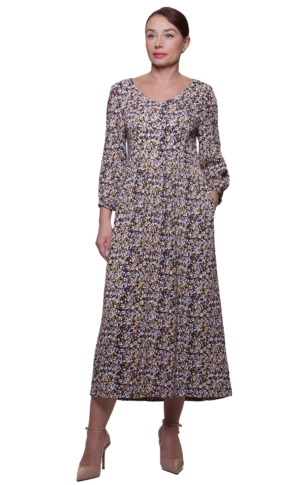 Summer Loose-fit Midi Dress Lori No41 — Magnolica Latvian Women's Clothing