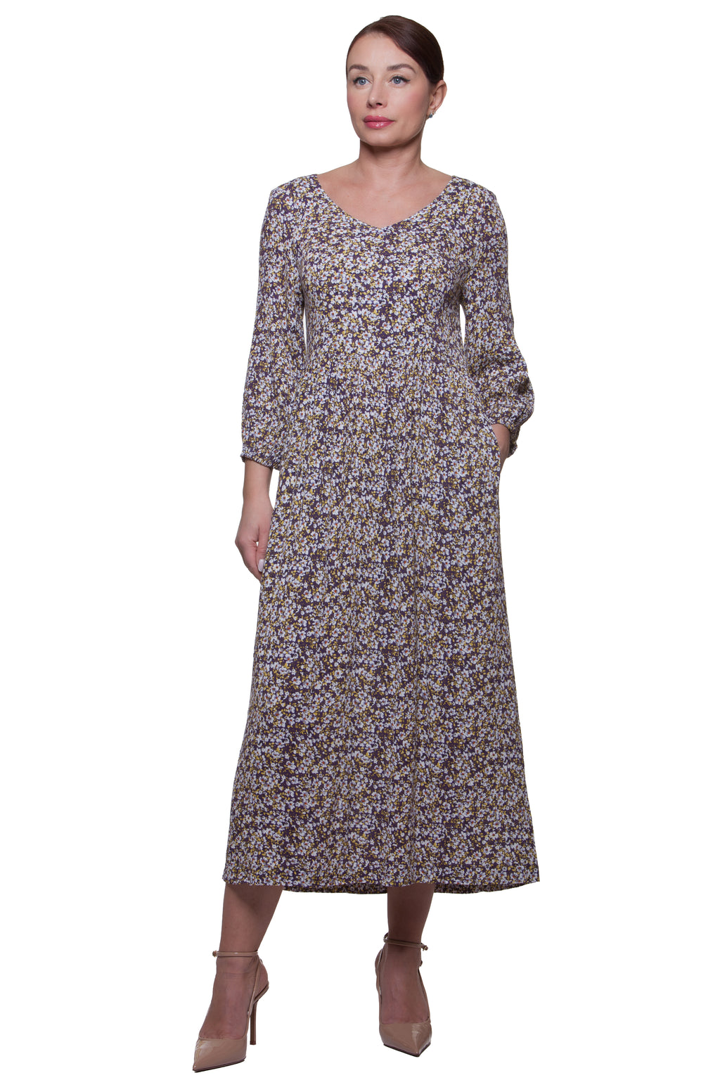Summer Loose-fit Midi Dress Lori No40 — Magnolica Latvian Women's Clothing