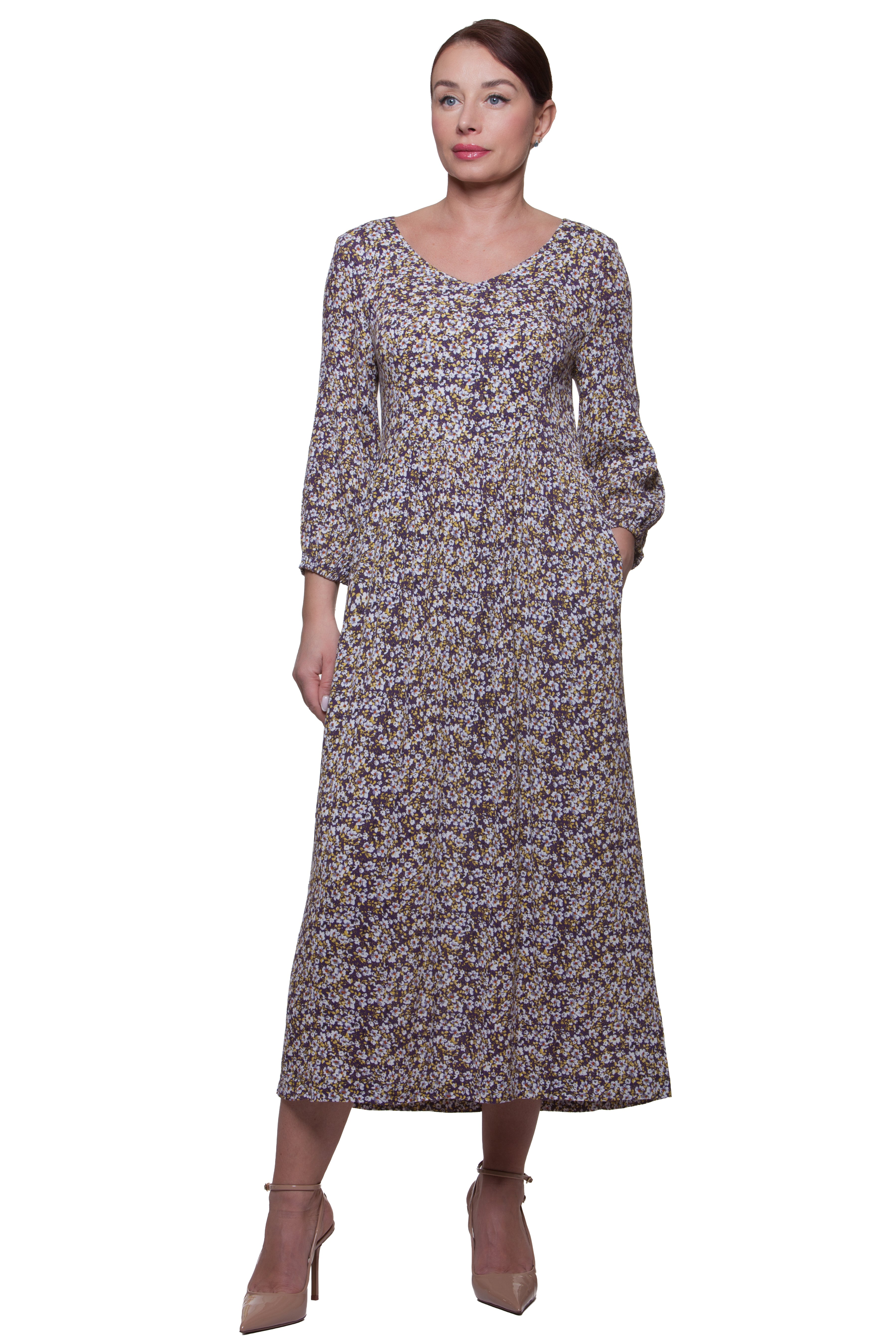 Summer Loose-fit Midi Dress Lori No40 — Magnolica Latvian Women's Clothing