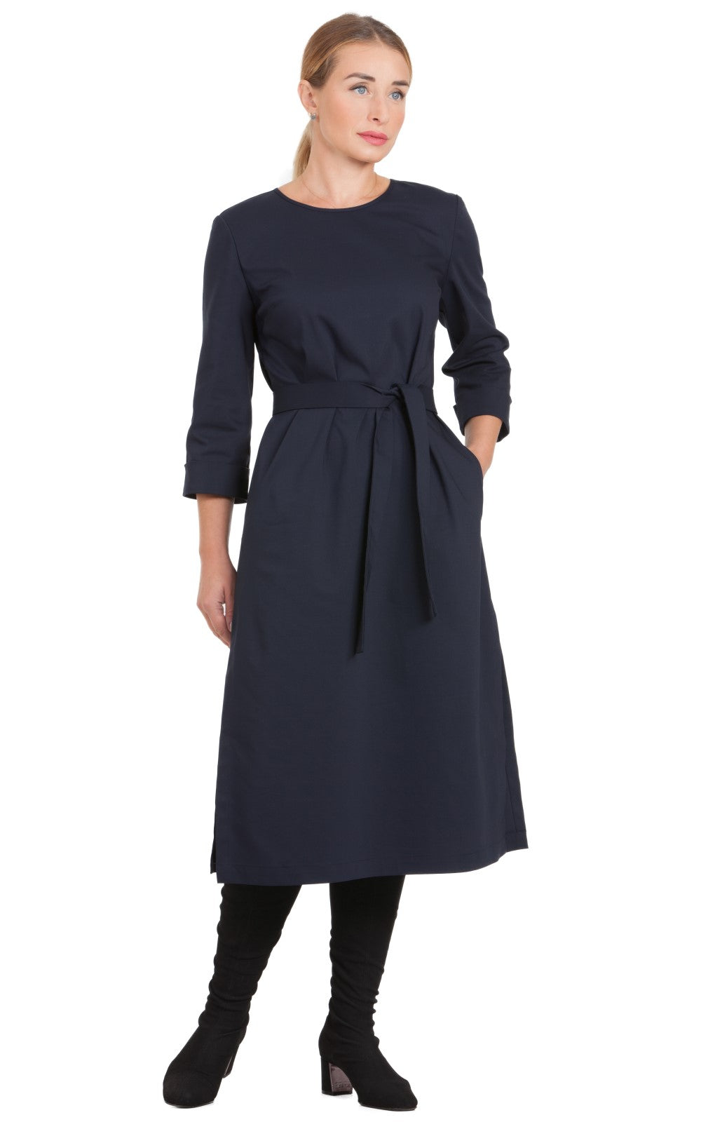 Solid Midi A-line Dress Azalea No30