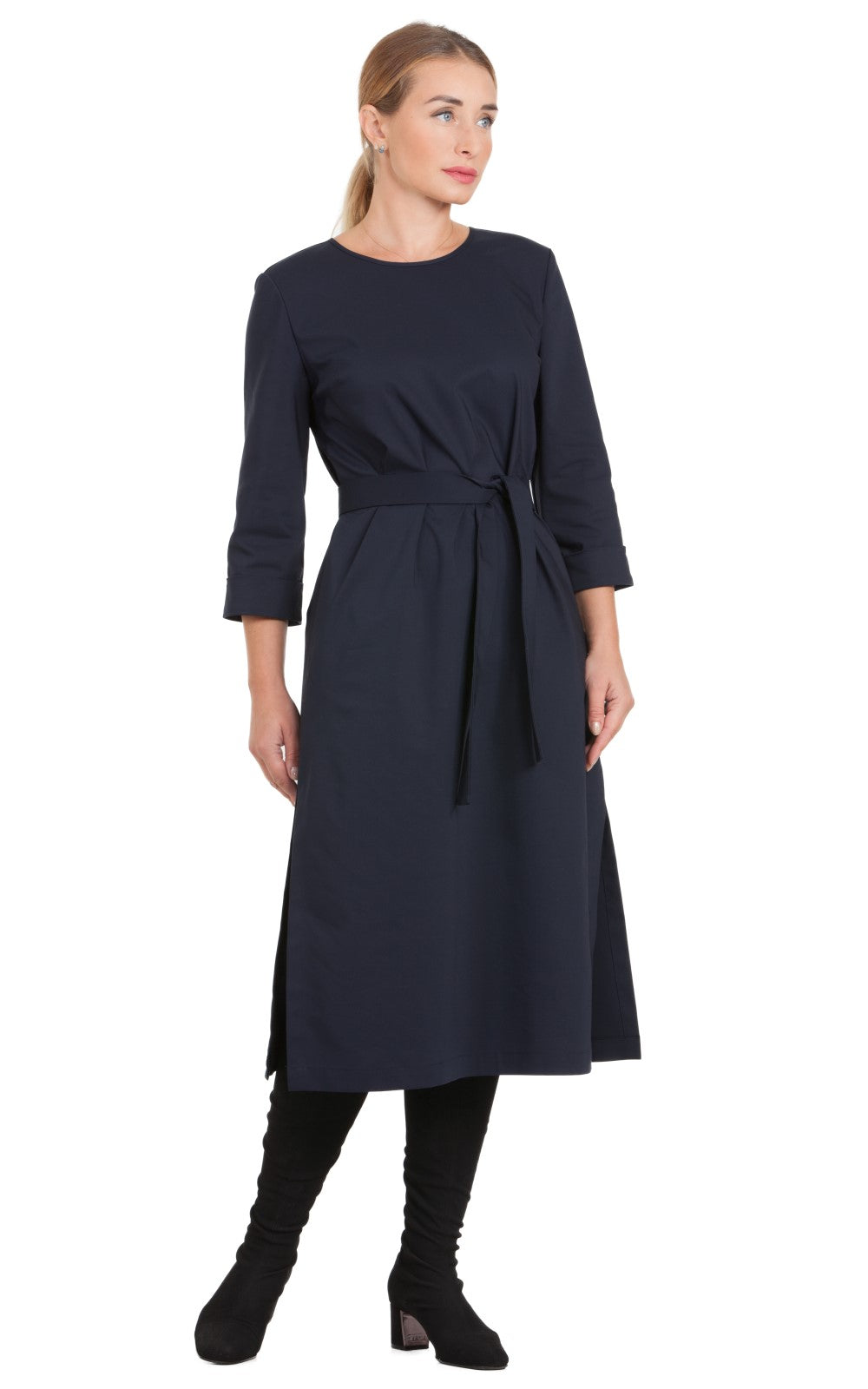 Solid Midi A-line Dress Azalea No30