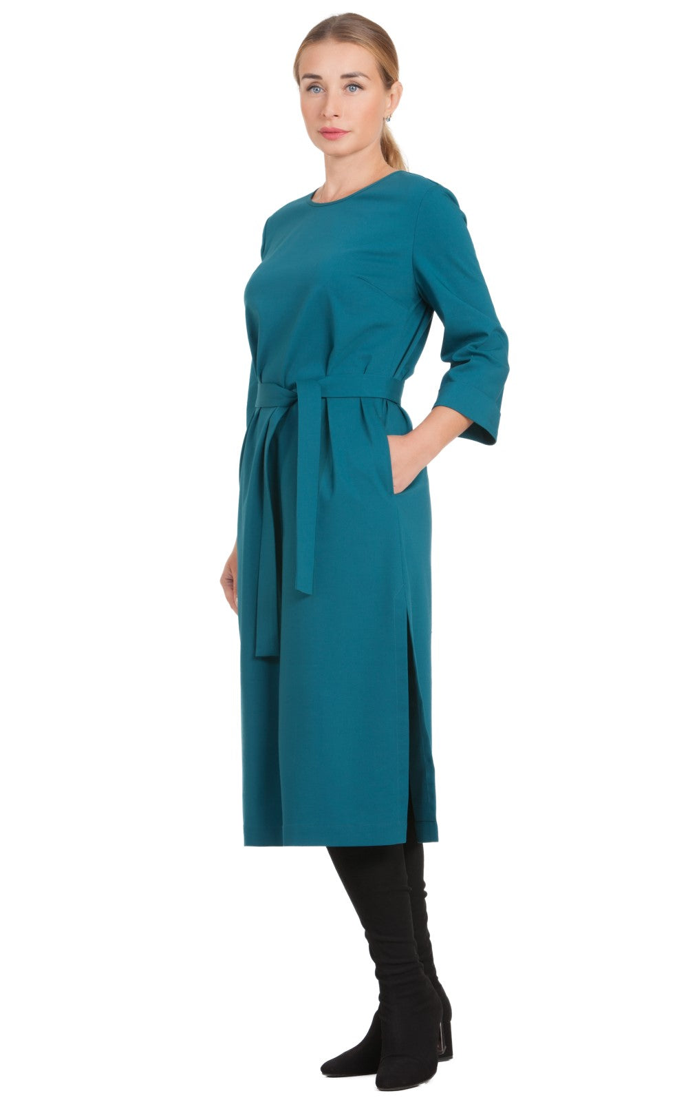 Solid Midi A-line Dress Azalea No27