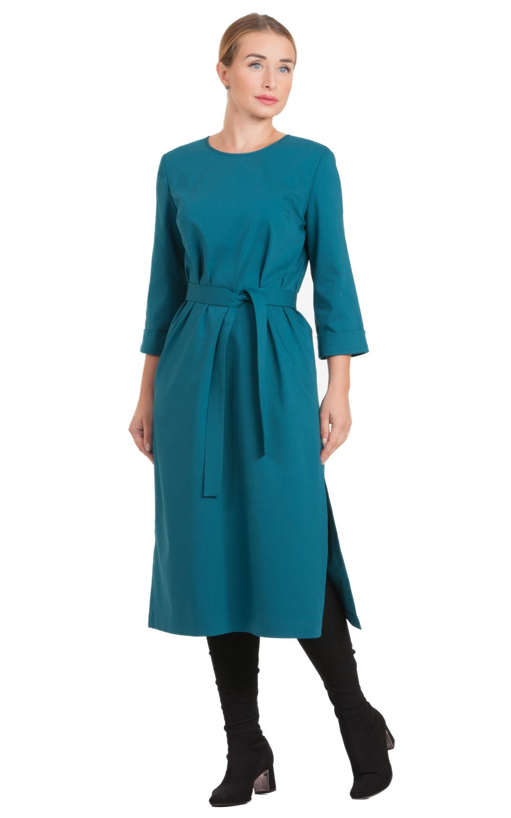 Solid Midi A-line Dress Azalea No27