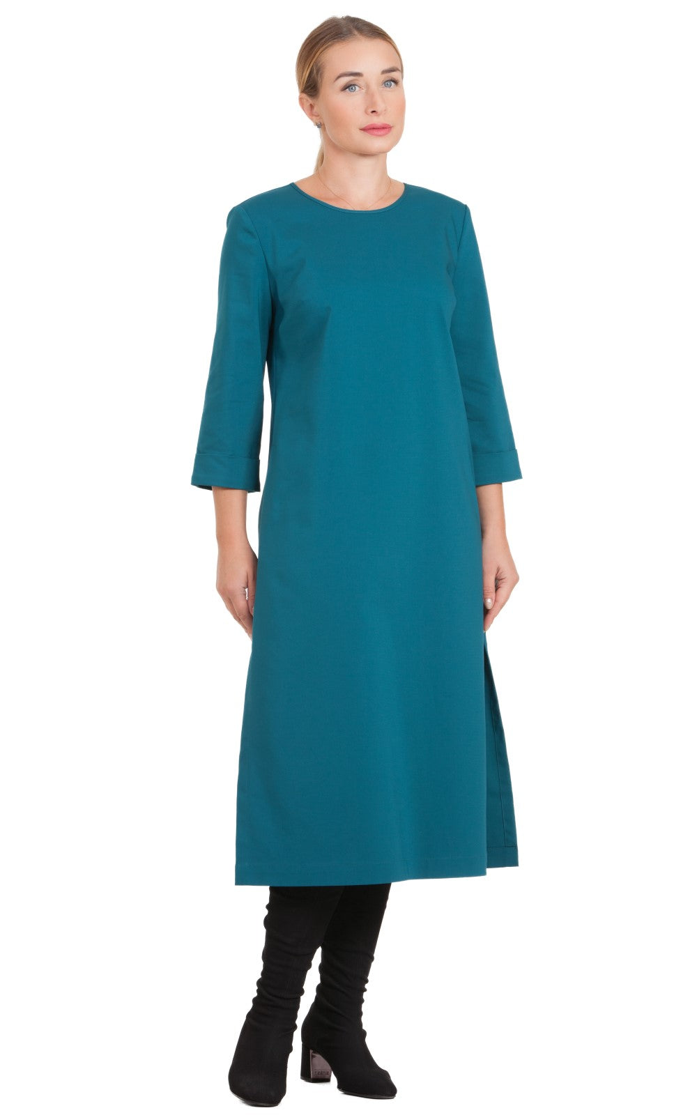 Solid Midi A-line Dress Azalea No27