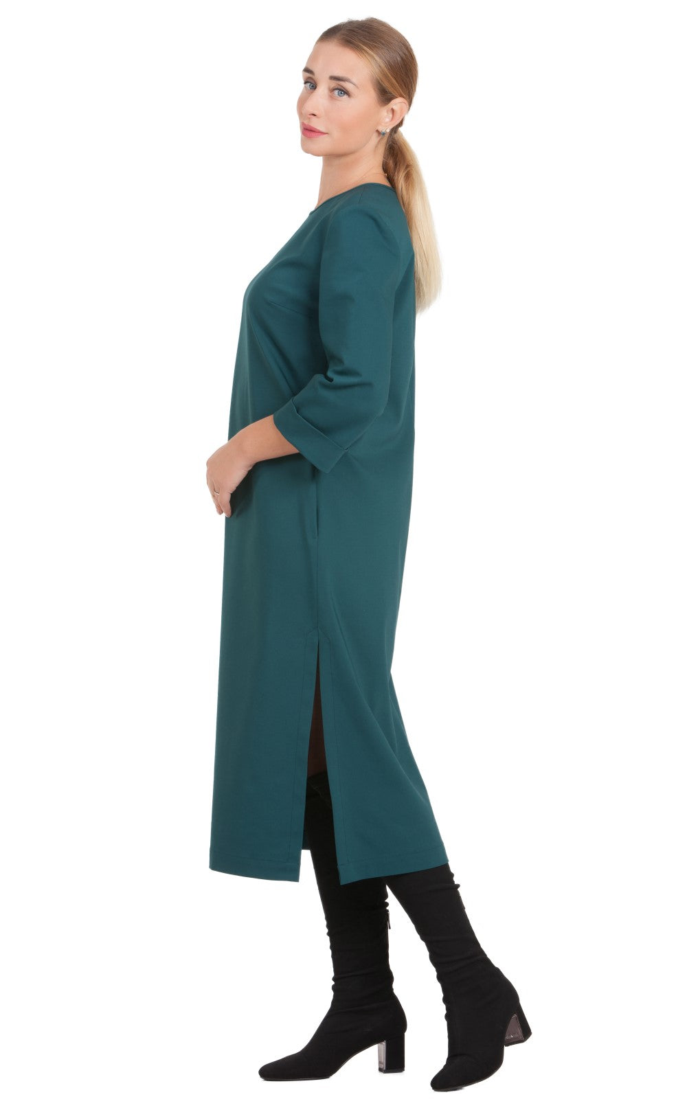 Solid Midi A-line Dress Azalea No29