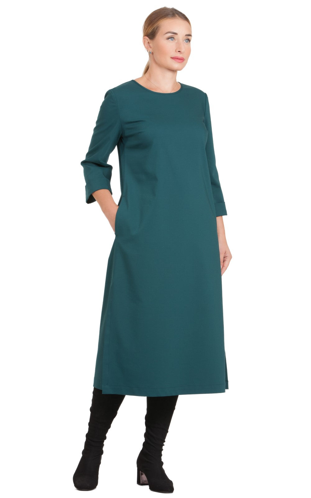 Solid Midi A-line Dress Azalea No29