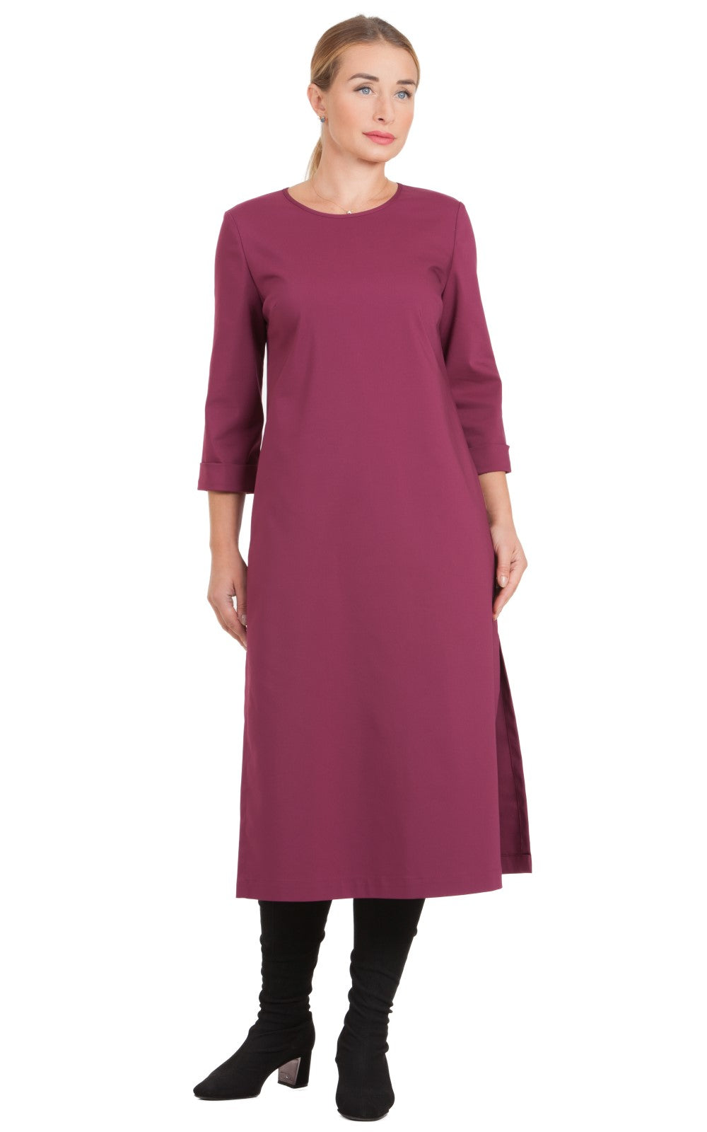 Solid Midi A-line Dress Azalea No31