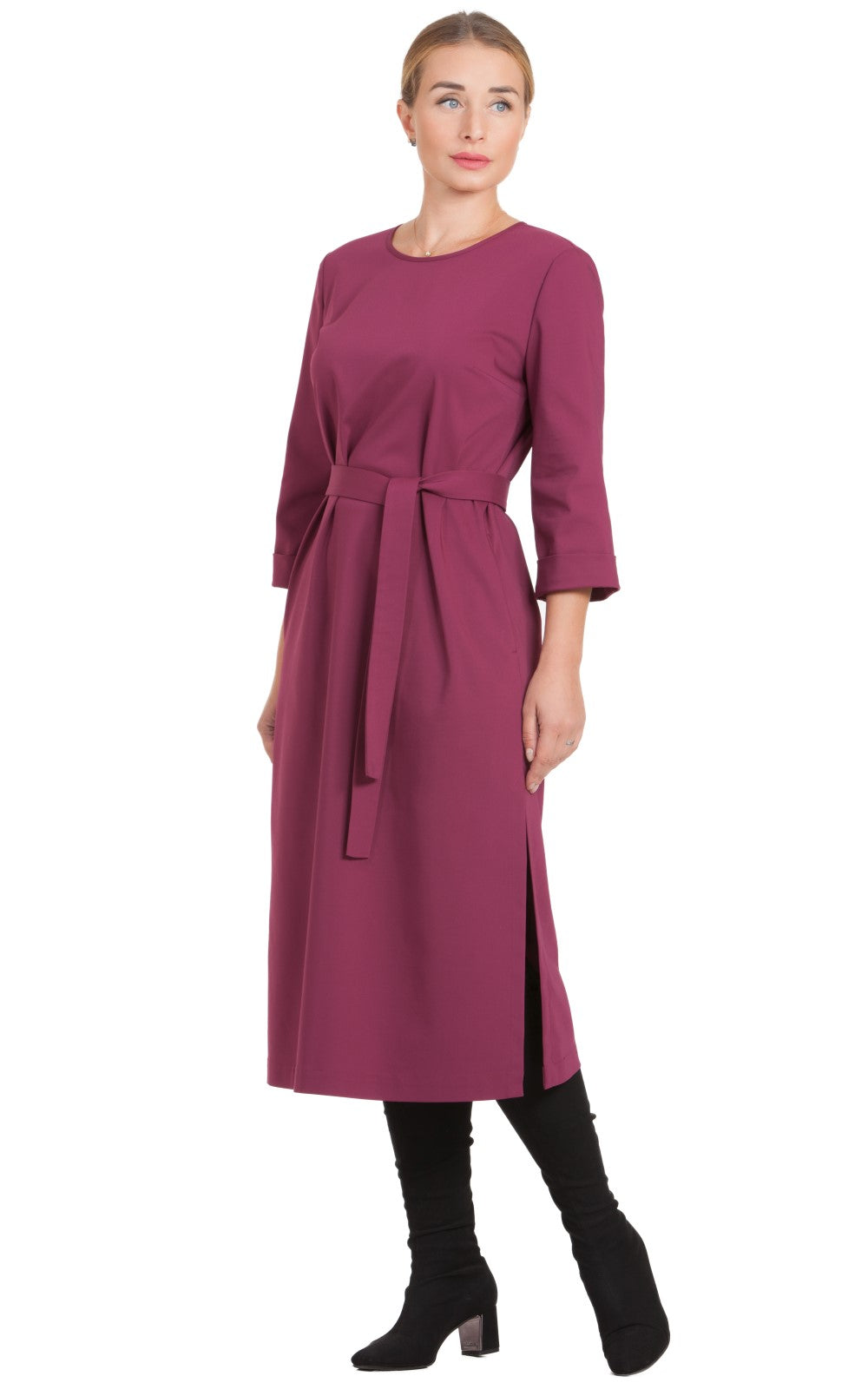 Solid Midi A-line Dress Azalea No31