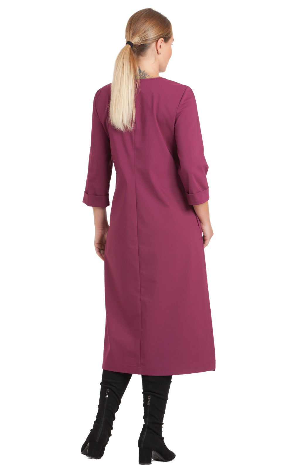 Solid Midi A-line Dress Azalea No31