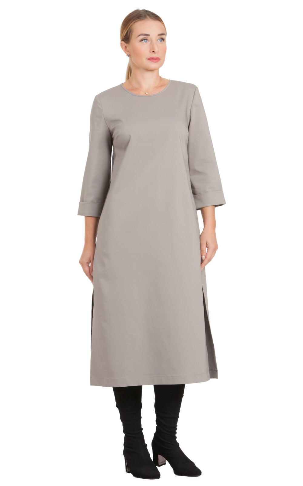 Solid Midi A-line Dress Azalea No26