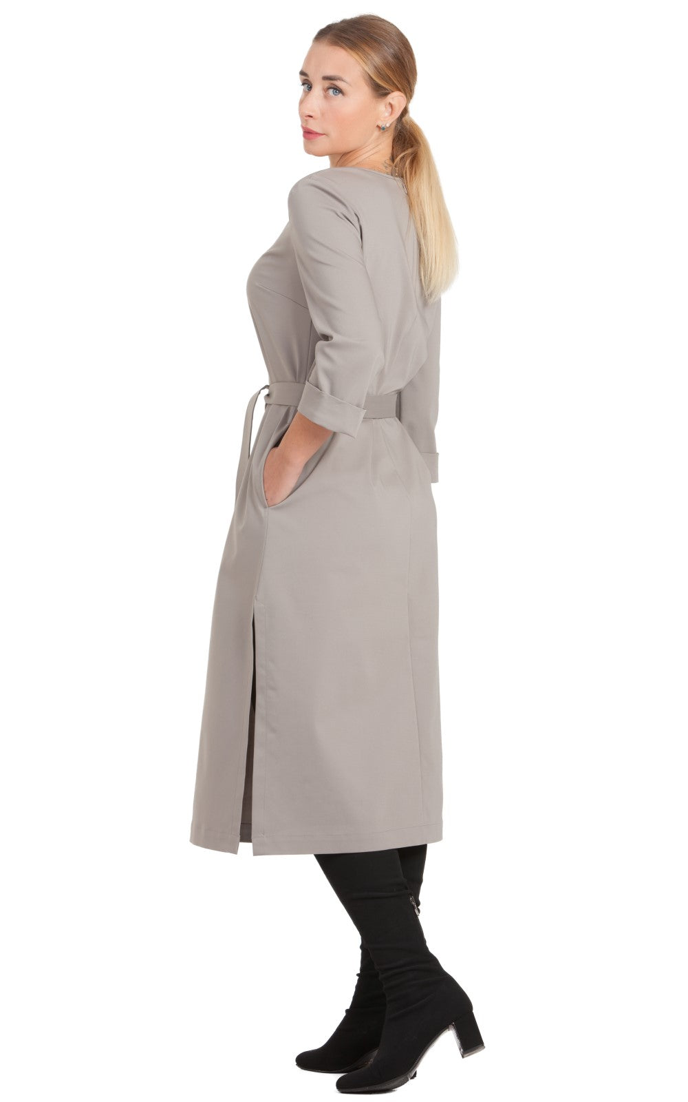 Solid Midi A-line Dress Azalea No26