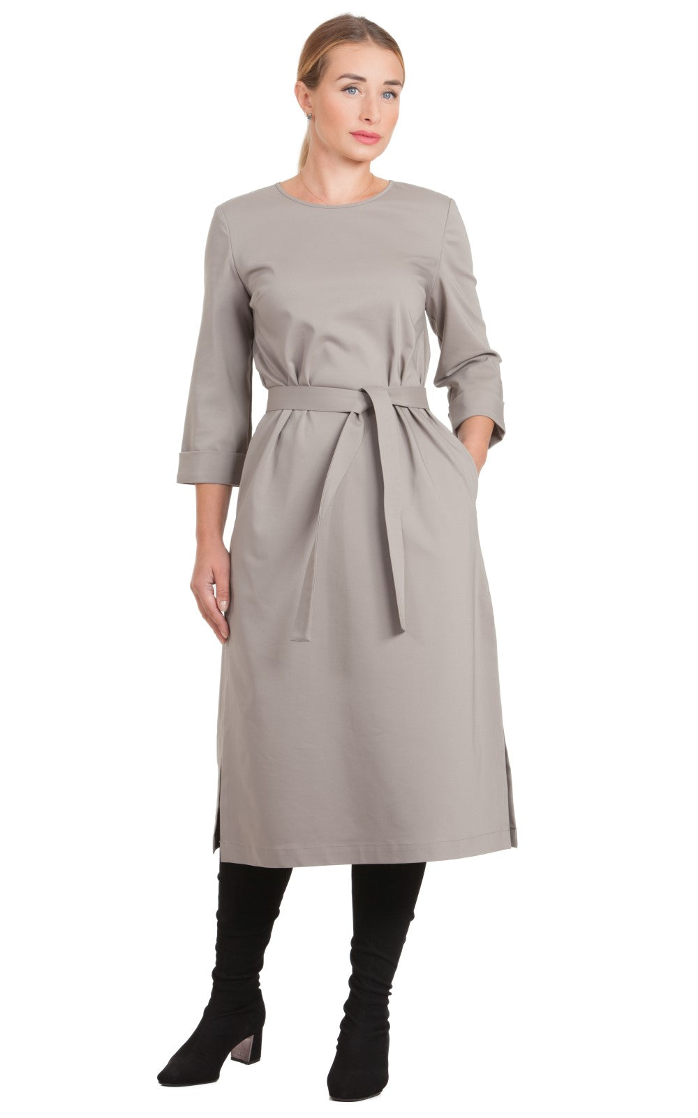 Solid Midi A-line Dress Azalea No26