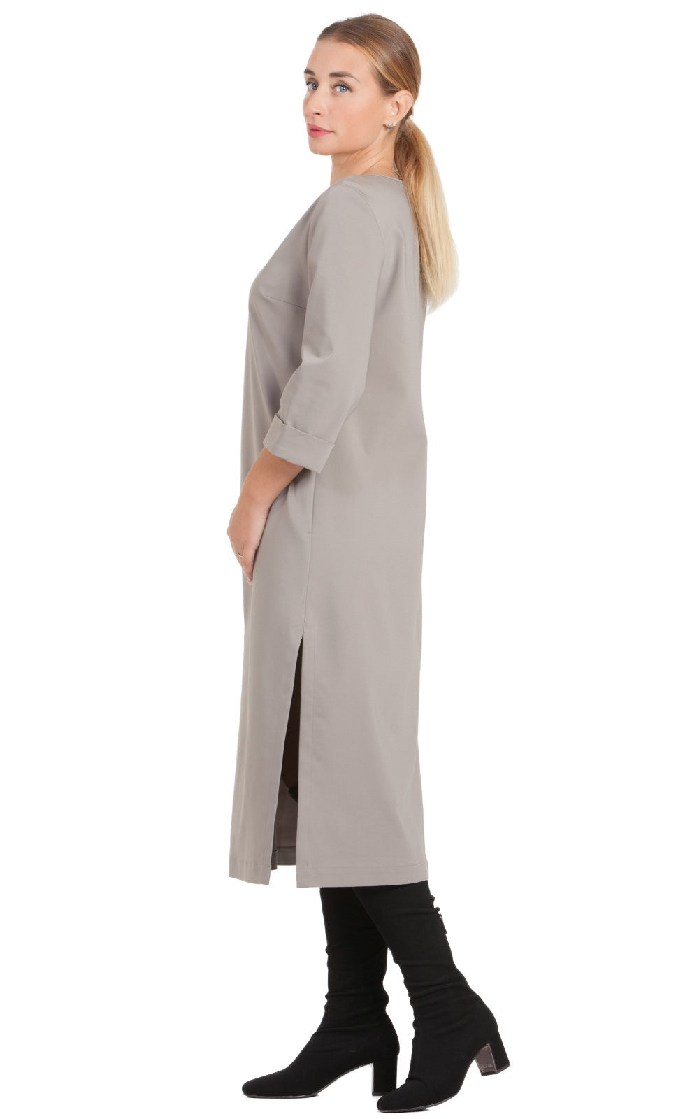 Solid Midi A-line Dress Azalea No26