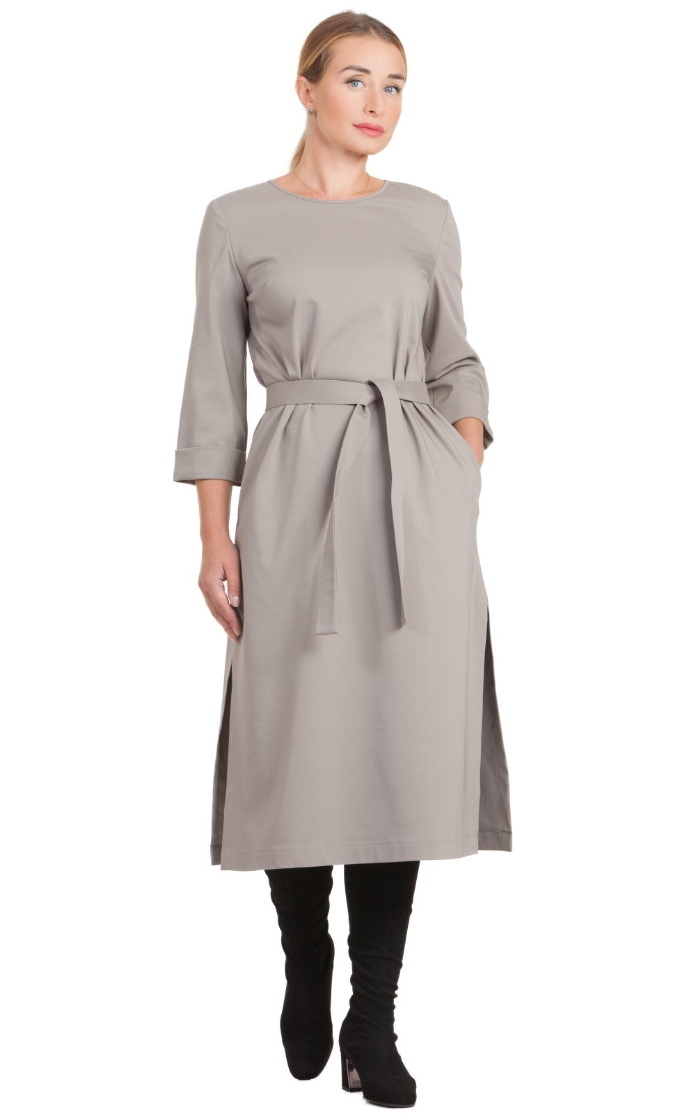 Solid Midi A-line Dress Azalea No26