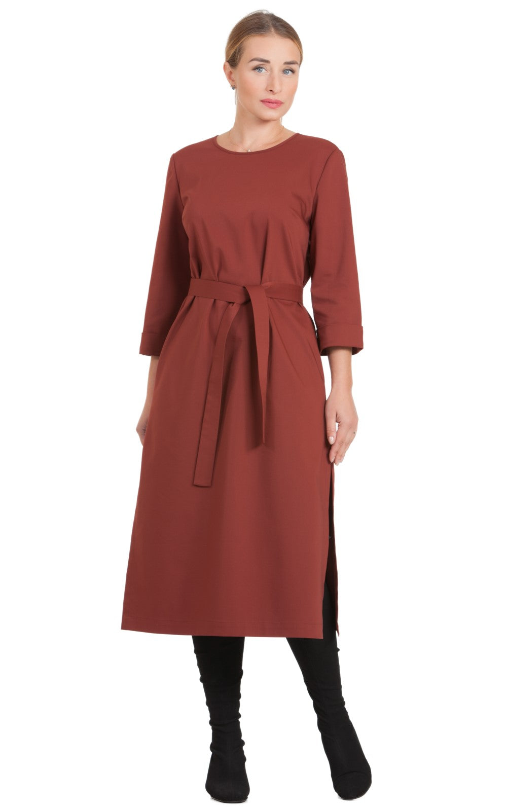 Solid Midi A-line Dress Azalea No32