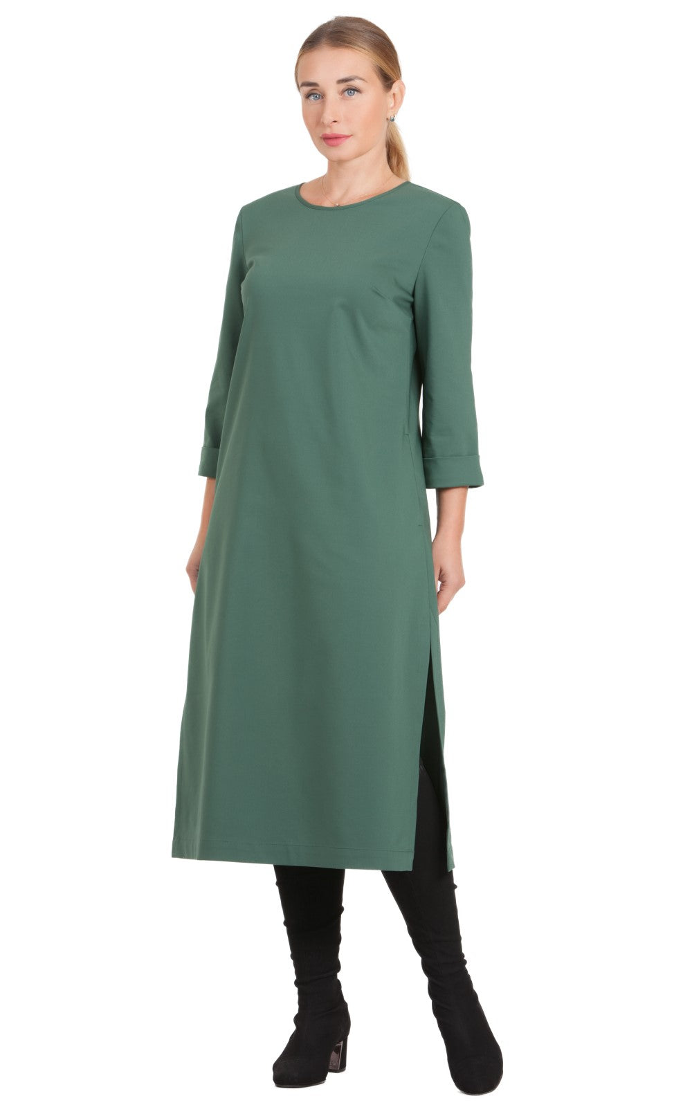 Solid Midi A-line Dress Azalea No28