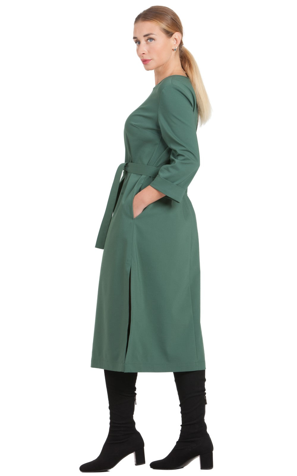 Solid Midi A-line Dress Azalea No28