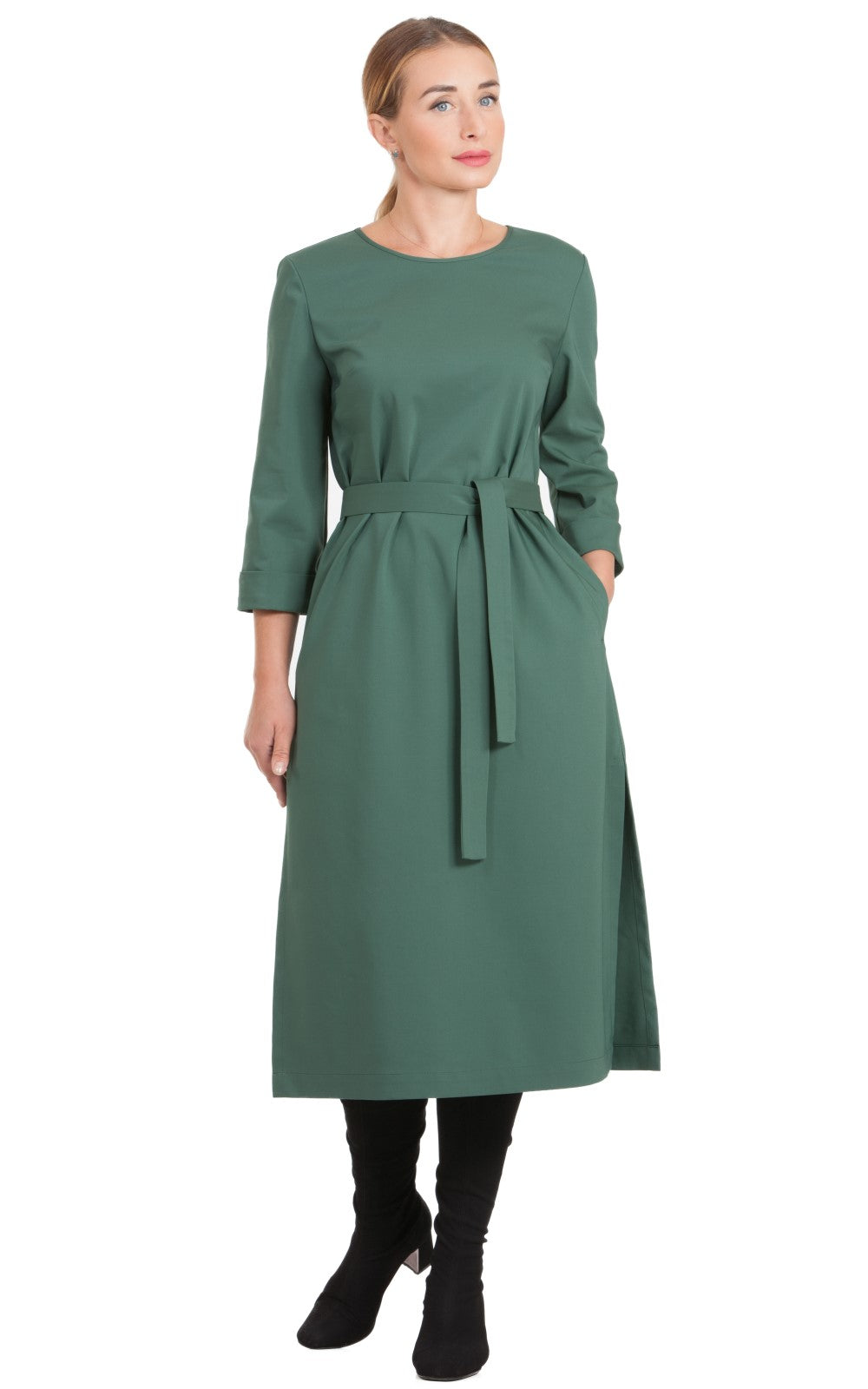 Solid Midi A-line Dress Azalea No28