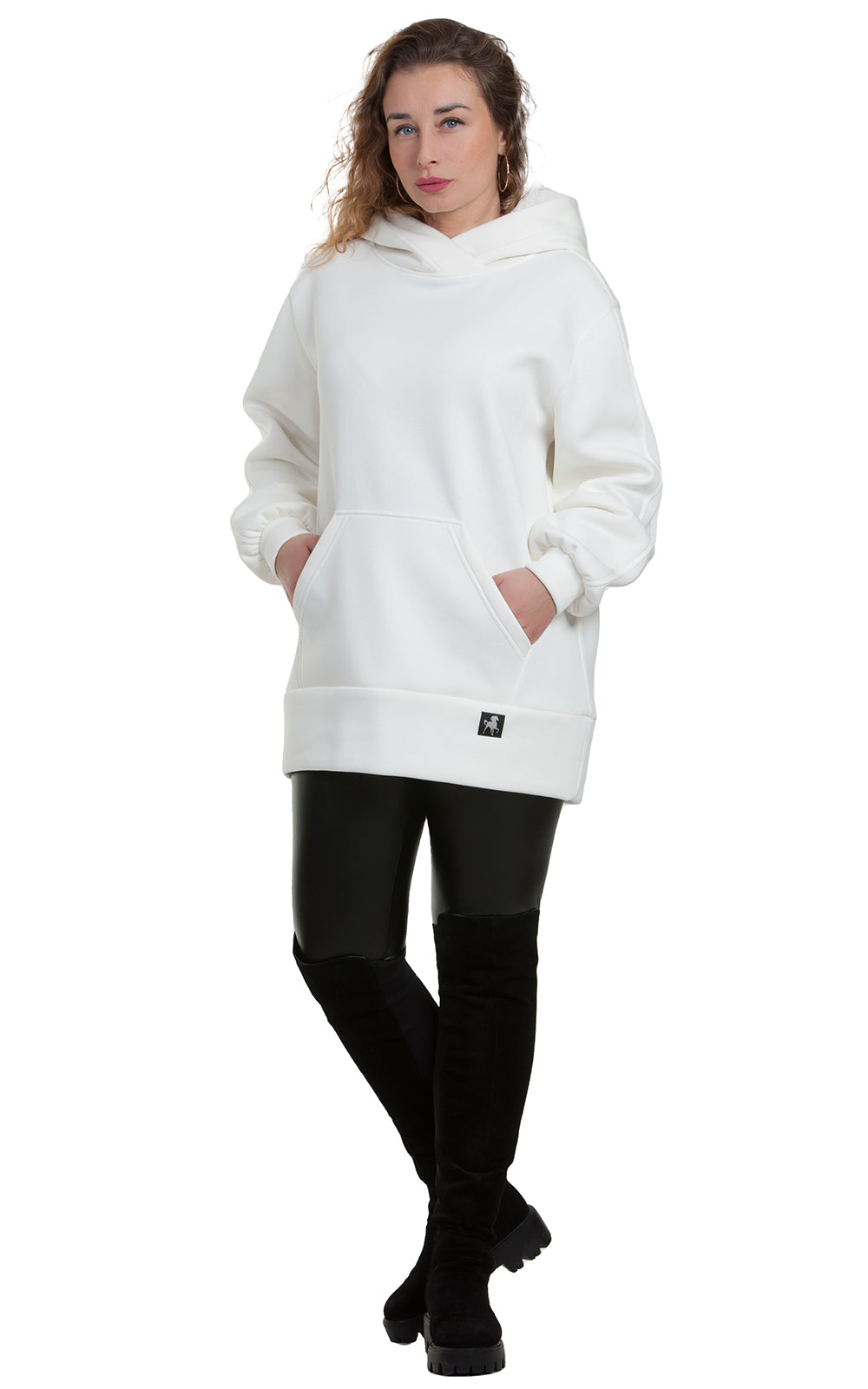 Cozy Longline Fleece Hoodie Alessia No1