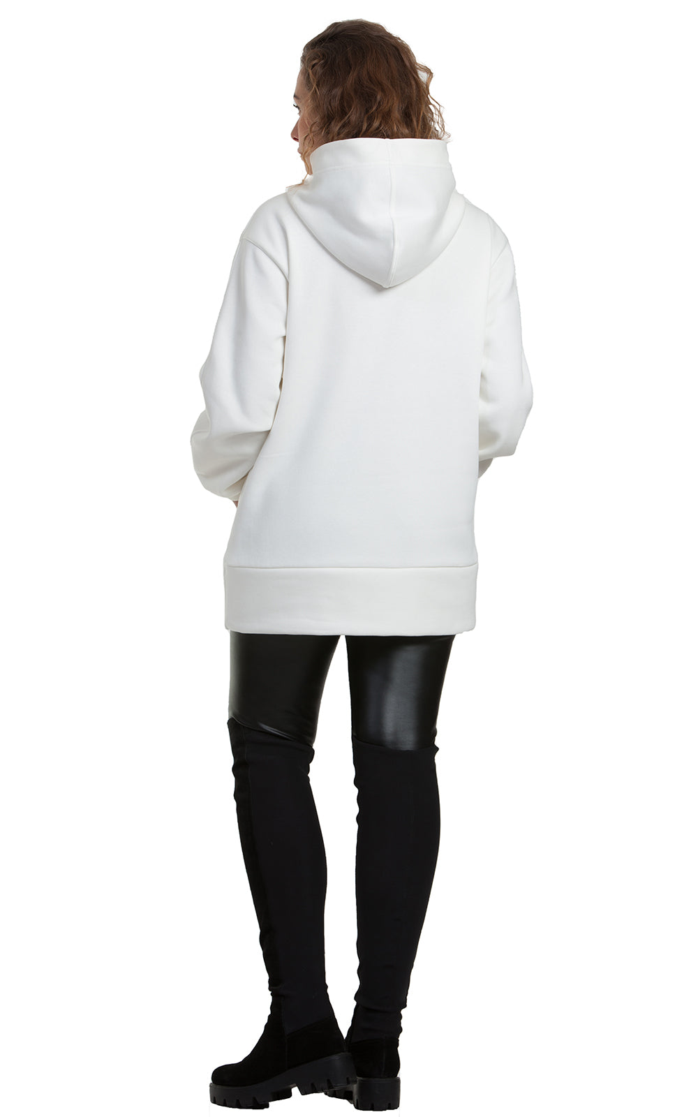 Cozy Longline Fleece Hoodie Alessia No1