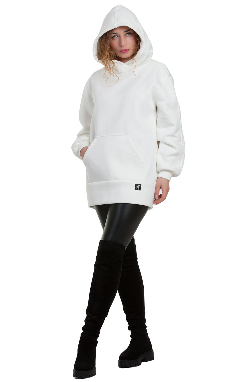 Cozy Longline Fleece Hoodie Alessia No1