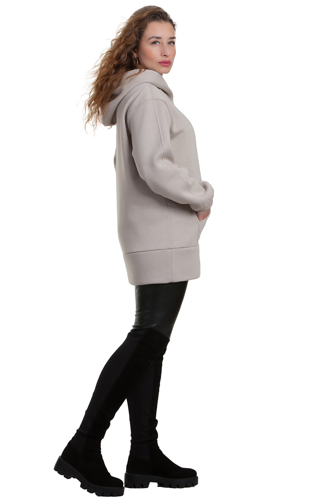 Cozy Longline Fleece Hoodie Alessia No4