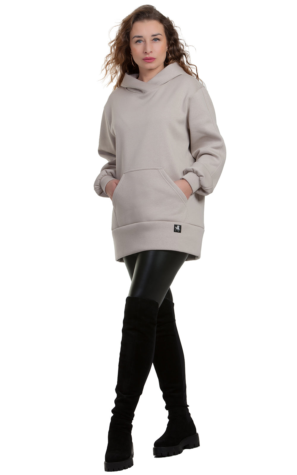 Cozy Longline Fleece Hoodie Alessia No4