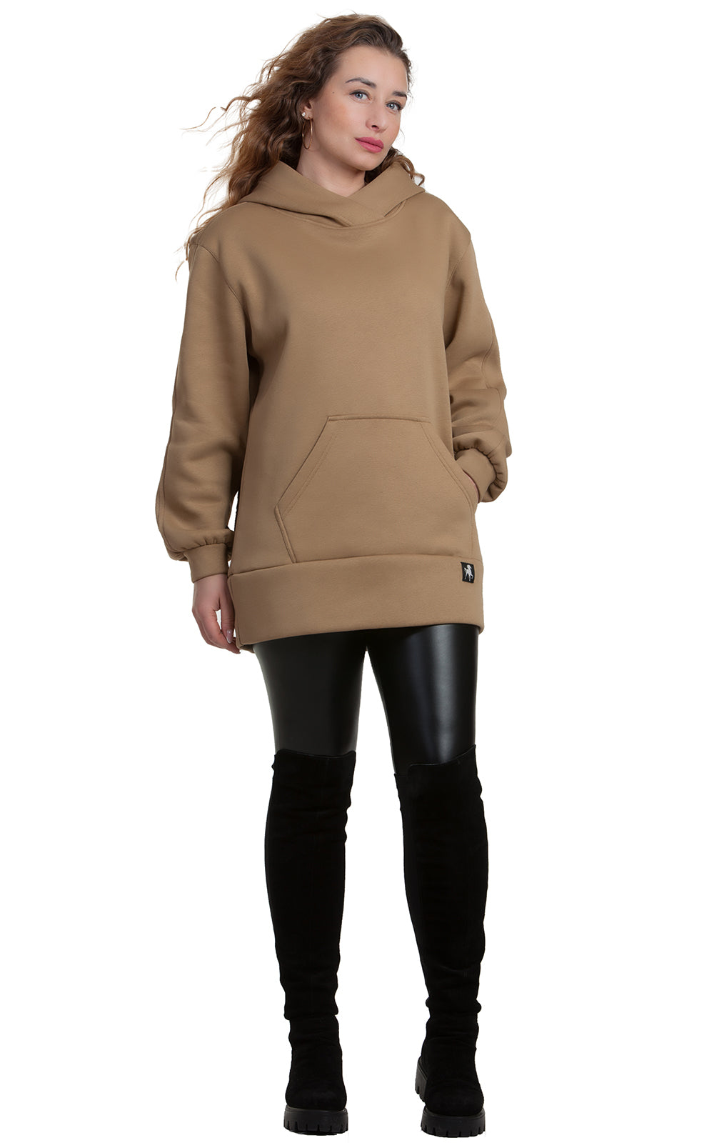Cozy Longline Fleece Hoodie Alessia No3