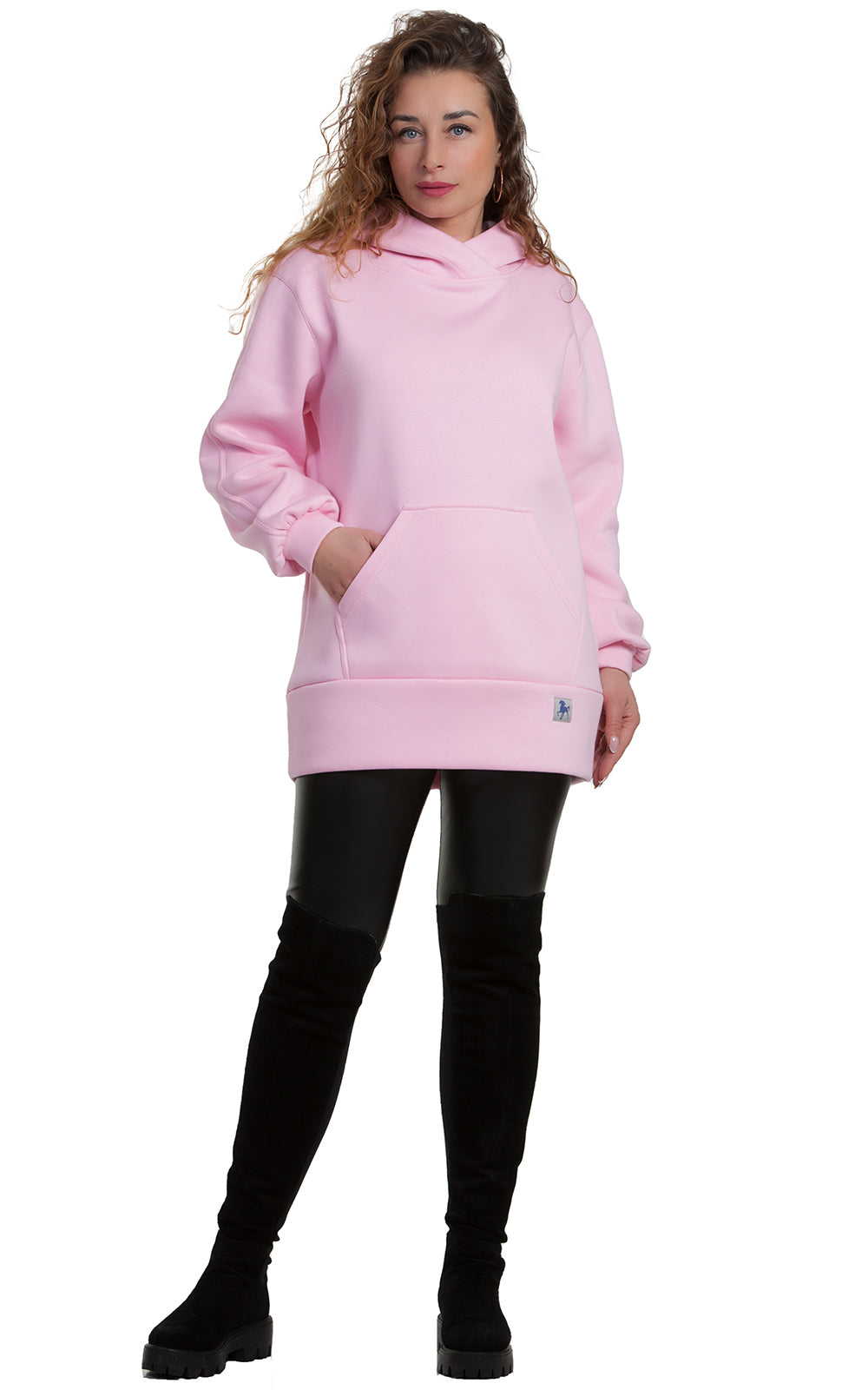 Cozy Longline Fleece Hoodie Alessia No7