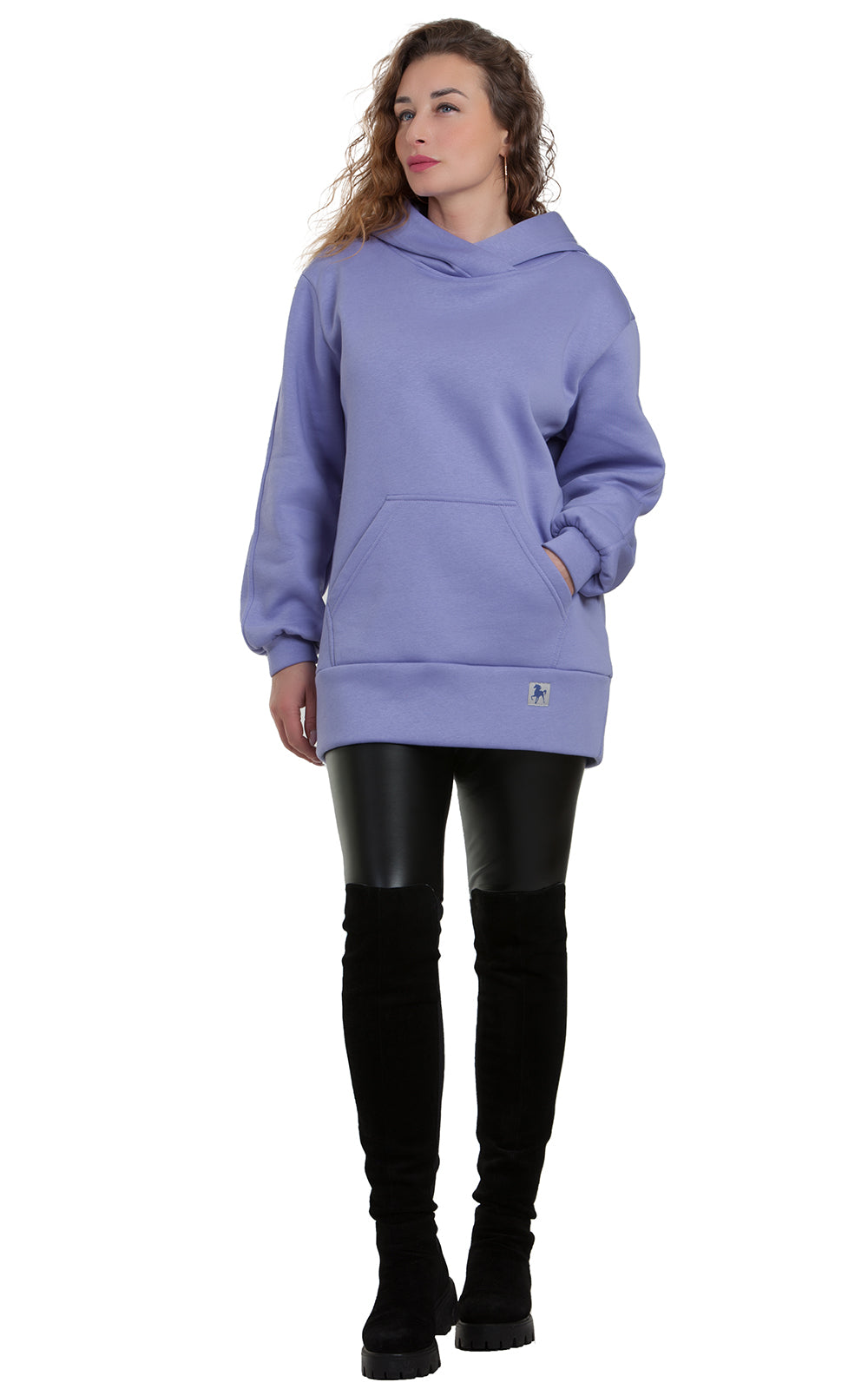 Cozy Longline Fleece Hoodie Alessia No8