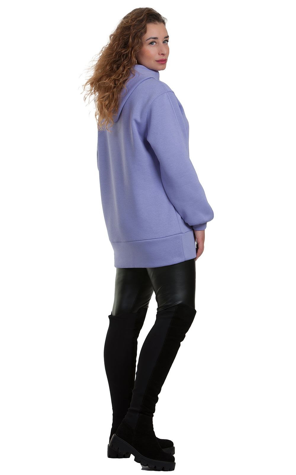 Cozy Longline Fleece Hoodie Alessia No8
