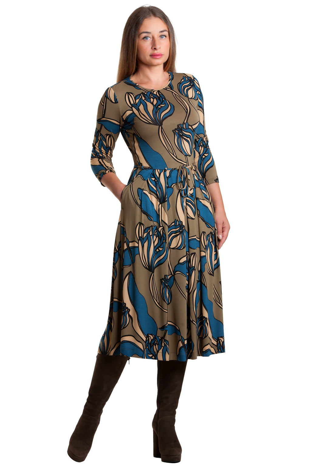 Casual Midi Dress Amy No6 — Magnolica Latvian Women's Clothing