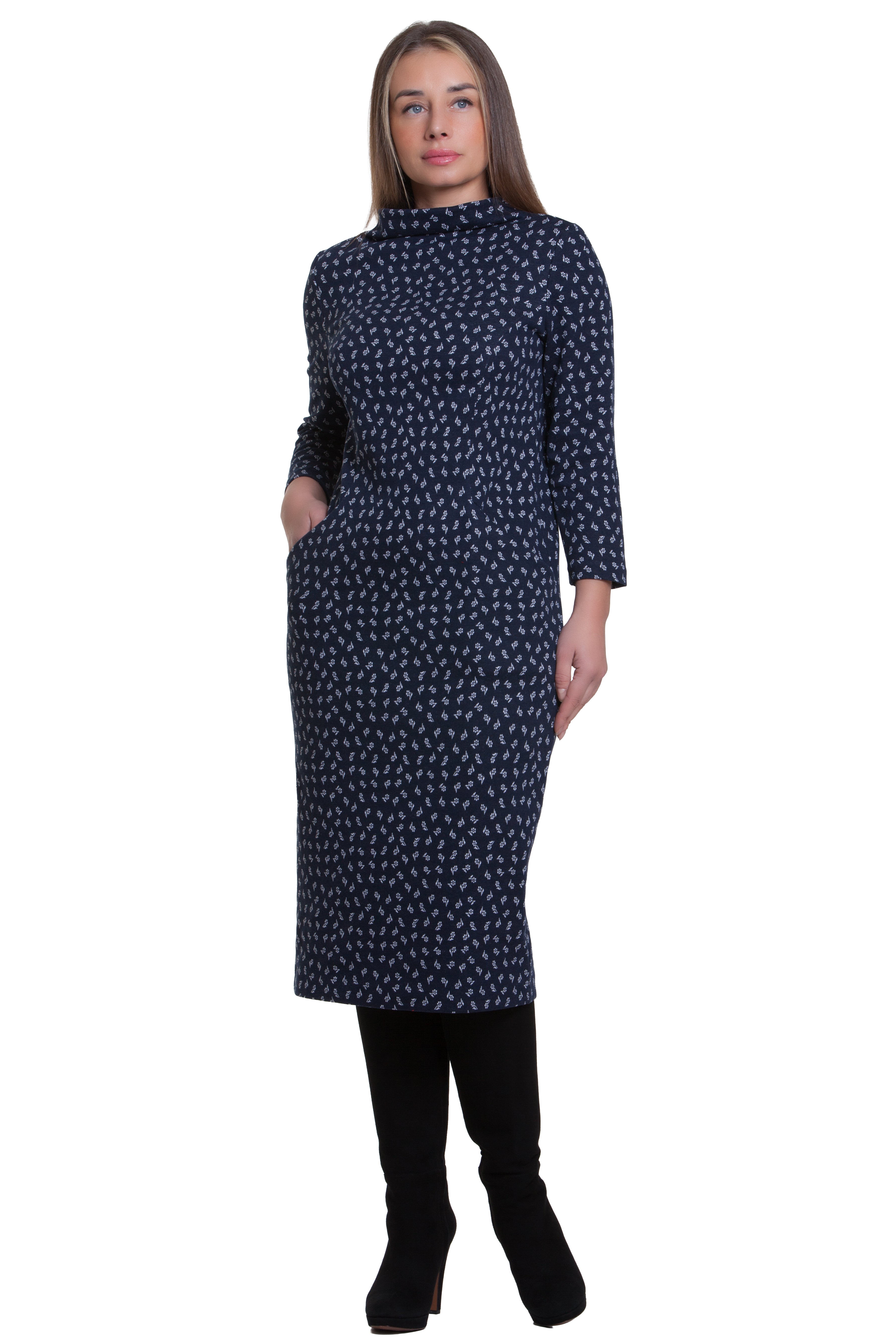 Eleganta, taisna piegriezuma kokvilnas kleita Irina Nr. 1