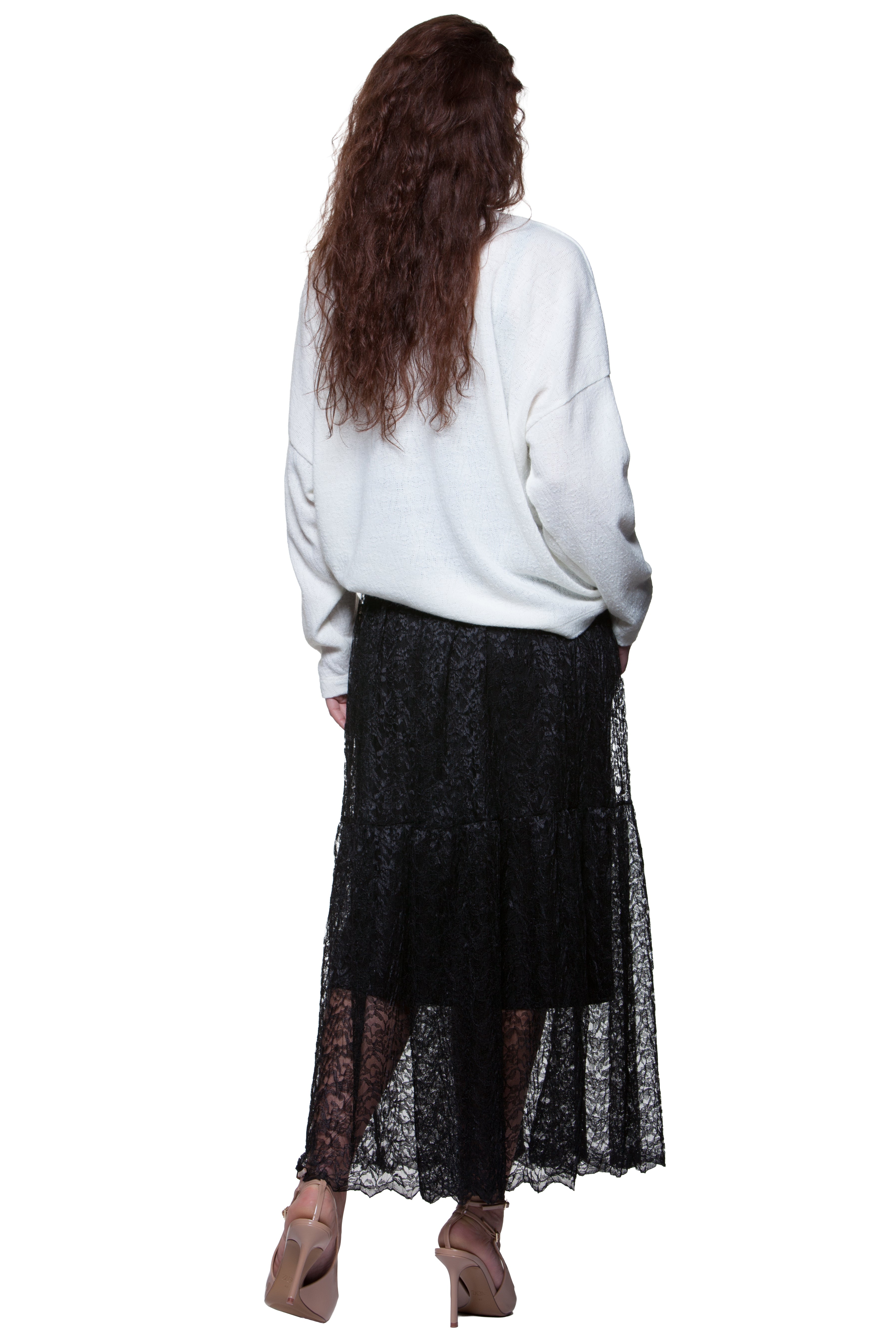 Openwork Sheer Midi Skirt Iris No8