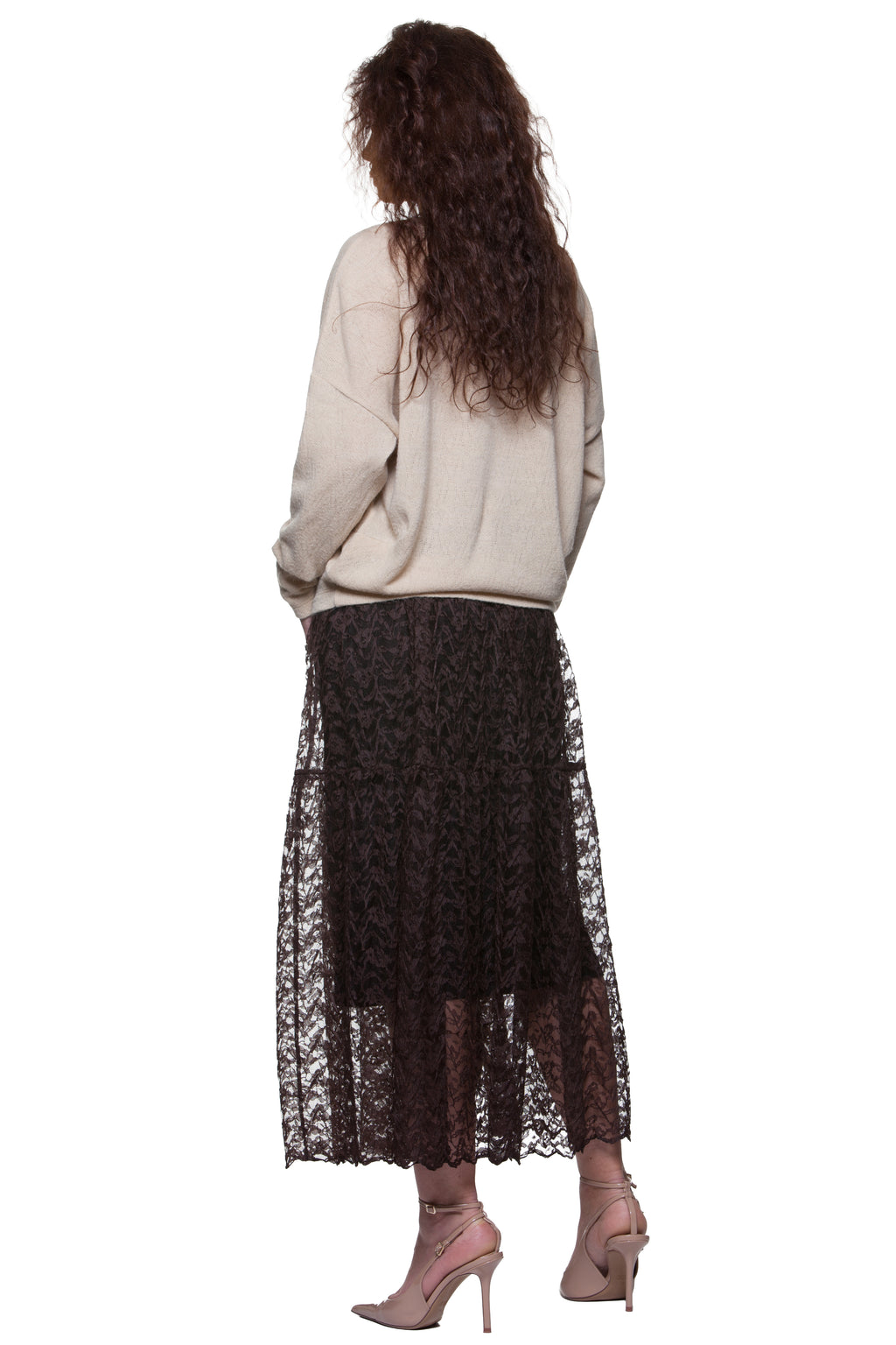 Caurspīdīgi ažūra midi svārki Iris No13