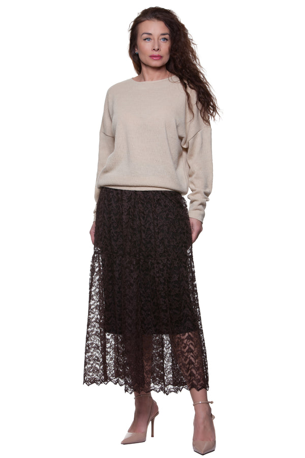 Openwork Sheer Midi Skirt Iris No13 — Magnolica Latvian Women's Clothing