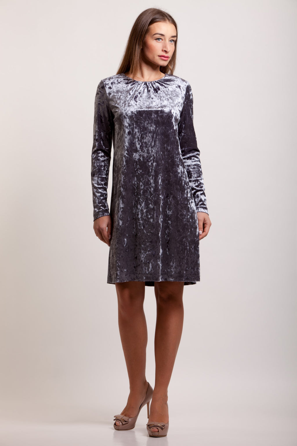 Velvet A-line Tunic Dress Alyssa No1