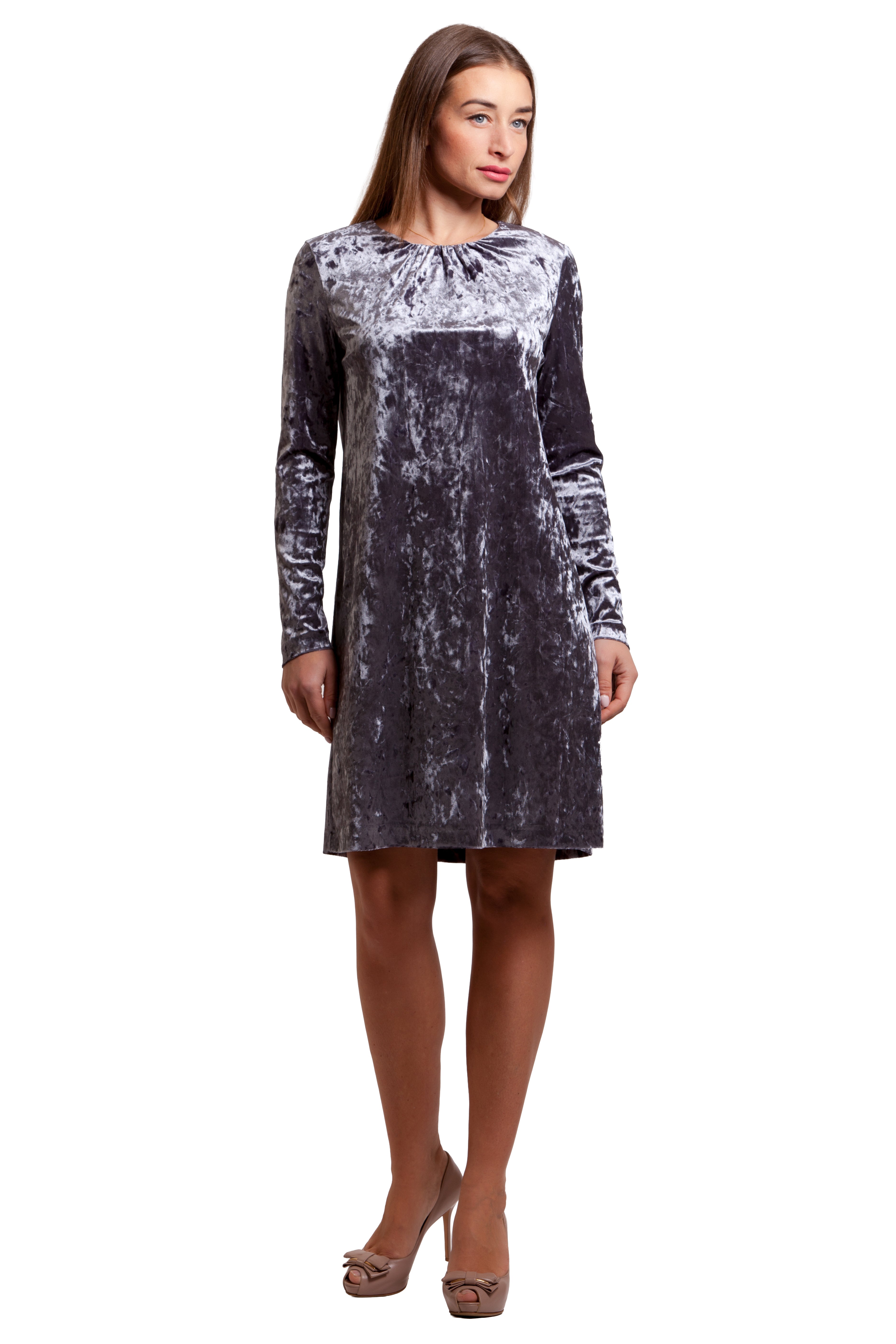 Velvet A-line Tunic Dress Alyssa No1