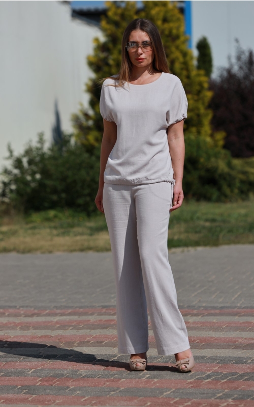 TROUSER beige SUIT FROM TEXTILE Magnolica