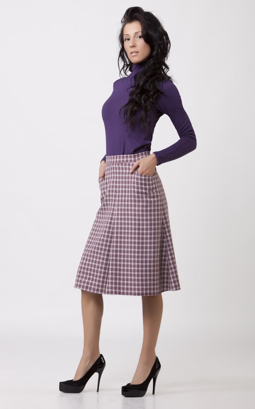Red Checked Trapeze Skirt Magnolica