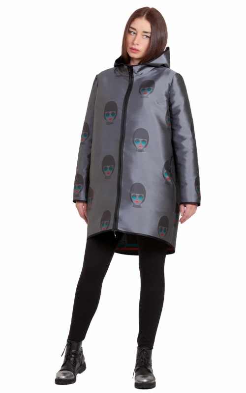 Весенняя куртка на молнии серая Magnolica
