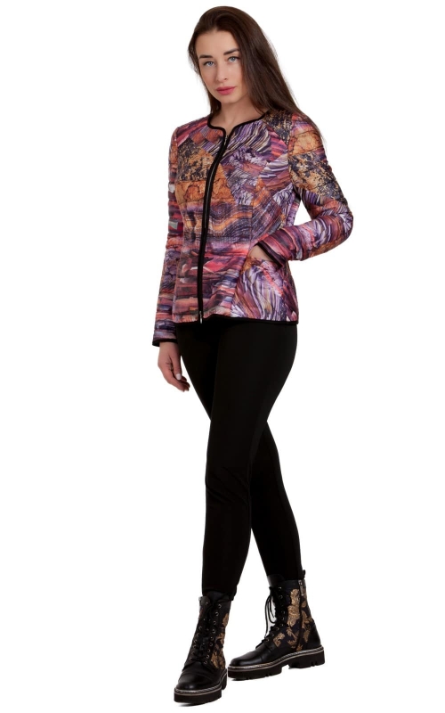 Весенняя куртка на молнии цветная с абстрактным принтом Magnolica