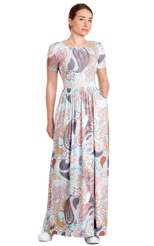 Long floor-length print dress Magnolica